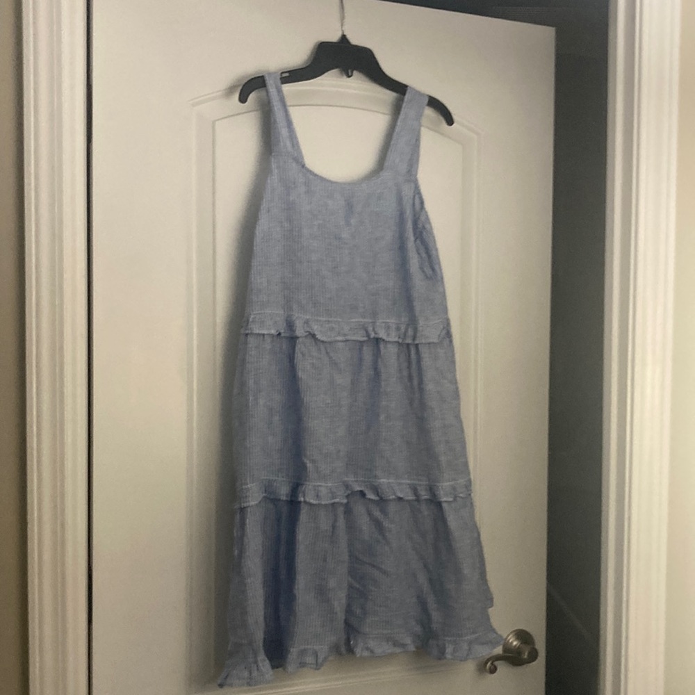 Blue and white striped sundress